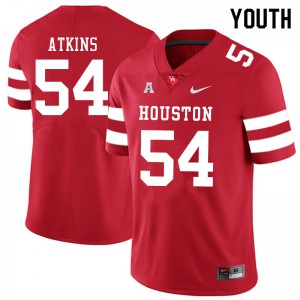 Youth Houston Cougars Joshua Atkins #54 Red Embroidery Jersey 393668-248