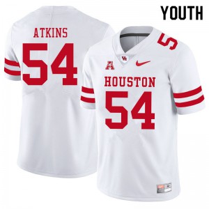 Youth Houston Cougars Joshua Atkins #54 White Official Jerseys 569746-819
