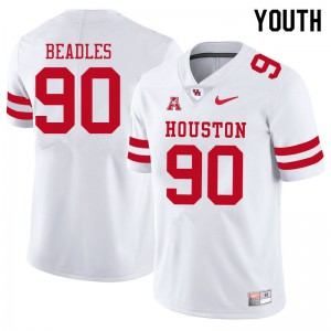 Youth Houston Cougars Justin Beadles #90 White NCAA Jerseys 585490-958