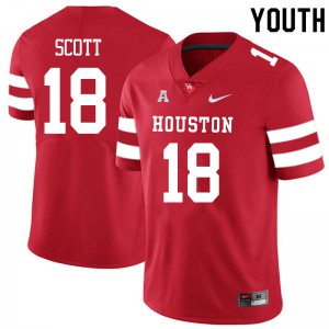 Youth Houston Cougars Kam Scott #18 NCAA Red Jerseys 802782-844