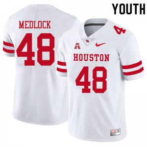 Youth Houston Cougars Kayce Medlock #48 White Stitch Jerseys 688220-432