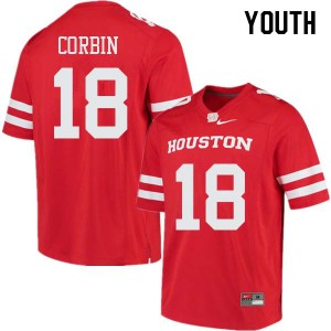 Youth Houston Cougars Keith Corbin #18 Stitch Red Jersey 918418-453