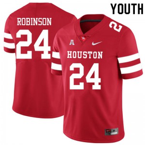 Youth Houston Cougars Malik Robinson #24 Stitched Red Jerseys 207361-643