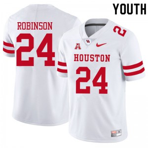 Youth Houston Cougars Malik Robinson #24 White High School Jersey 278631-899