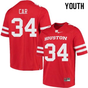 Youth Houston Cougars Mulbah Car #34 Red Stitched Jerseys 546258-262
