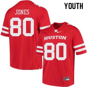 Youth Houston Cougars Noah Jones #80 Red NCAA Jersey 427502-319