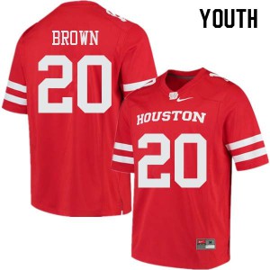 Youth Houston Cougars Roman Brown #20 Player Red Jersey 446291-994