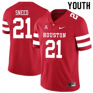 Youth Houston Cougars Stacy Sneed #21 Red Official Jersey 518484-701