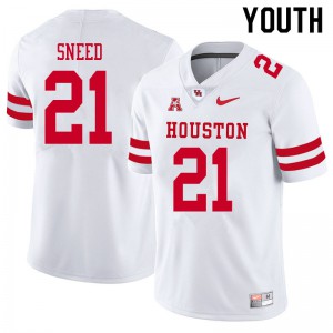 Youth Houston Cougars Stacy Sneed #21 Player White Jersey 289906-825