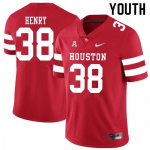 Youth Houston Cougars Ta'Zhawn Henry #38 Stitch Red Jerseys 814362-204