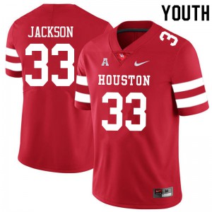 Youth Houston Cougars Taijon Jackson #33 College Red Jerseys 705788-258