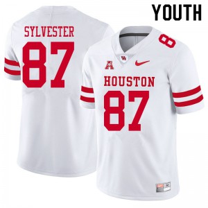 Youth Houston Cougars Trevonte Sylvester #87 White Alumni Jerseys 963125-156