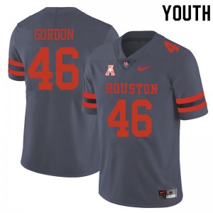 Youth Houston Cougars Tyler Gordon #46 Embroidery Gray Jersey 128873-689