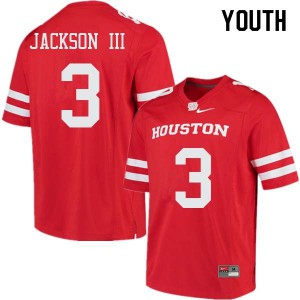 Youth Houston Cougars William Jackson III #3 Red Stitch Jerseys 589948-468